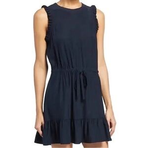 Cinq à Sept Lenora Silk Navy Ruffle Mini Dress